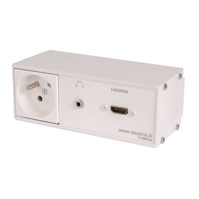 Réglette de connexion Multifonctions BCDA Blanc : Secteur, HDMI, Jack 3,5 st 5 m