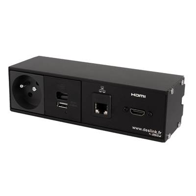 Réglette de connexion Multifonctions BCDA Noir : Secteur, Chargeur, HDMI, RJ45 2 m