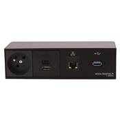 Réglette de connexion Multifonctions BCDA Noir : Secteur, Chargeur, RJ45, USB 2 m