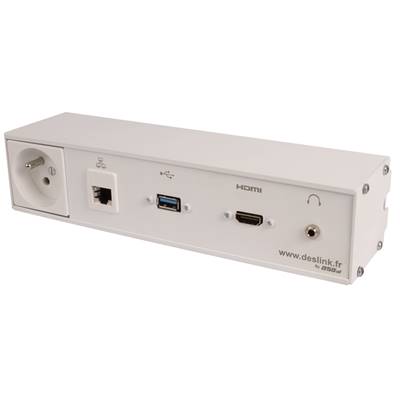 Réglette de connexion Multifonctions BCDA Blanc : Secteur, HDMI, RJ45, USB, jack 3,5 st 5 m