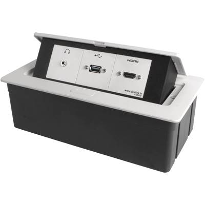 Boitier de Table Encastrable Multifonctions BT45 Blanc : HDMI, USB, Jack 3,5 st 2 m