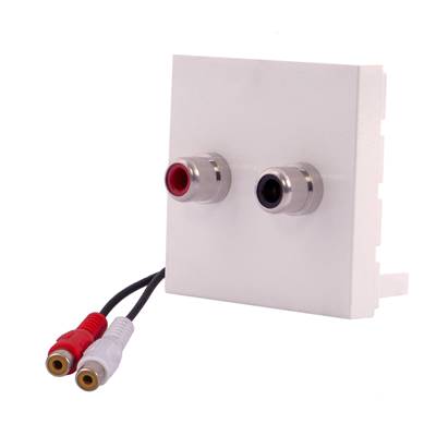 Plastron 45x45 AUDIO STEREO 2 RCA Femelles/Femelles, Blanc