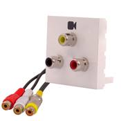 Plastron 45x45 AUDIO VIDEO 3 RCA Femelles/Femelles, Blanc