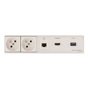 Réglette de connexion Multifonctions BCDA Blanc : 2 Secteurs, HDMI, RJ45, USB 2 m