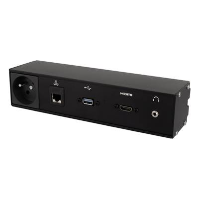 Réglette de connexion Multifonctions BCDA Noir : Secteur, HDMI, RJ45, USB, jack 3,5 st 2 m