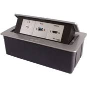 Boitier de Table Encastrable Multifonctions BT45 Silver : HDMI, USB, Jack 3,5 st 2 m