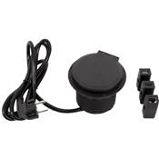 Mini Boitier de Table Modulaire Rond Encastrable Noir avec Chargeur Induction intégré