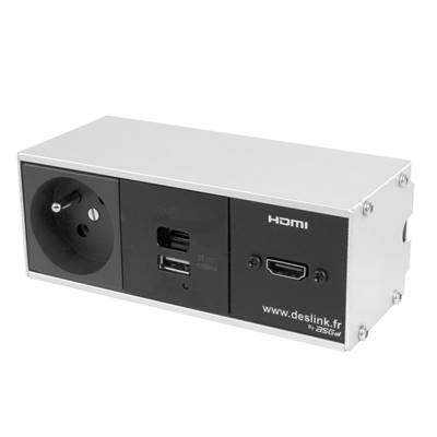 Réglette de connexion Multifonctions BCDA Alu : Secteur, Chargeur, HDMI 2 m