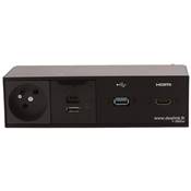 Réglette de connexion Multifonctions BCDA Noir : Secteur, Chargeur, HDMI, USB 2 m