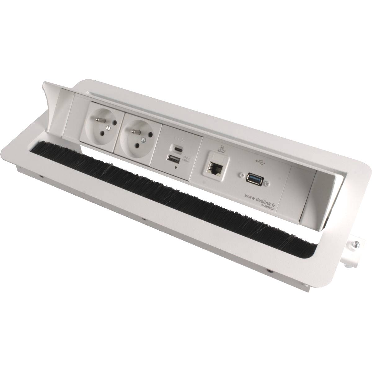 Prise de bureau encastrable Premium, RJ45, USB, HDMI, Prise 220v, gris