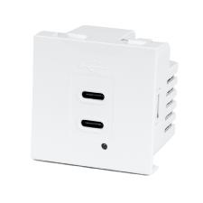 Plastron 45x45 DOUBLE CHARGEUR 2 USB C 4,2 Watts Blanc