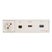 Réglette de connexion Multifonctions BCDA Blanc : Secteur, HDMI, RJ45, USB 5 m