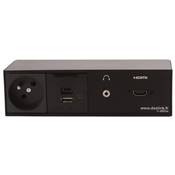 Réglette de connexion Multifonctions BCDA Noir : Secteur, Chargeur, HDMI, Jack 3,5 st 2 m