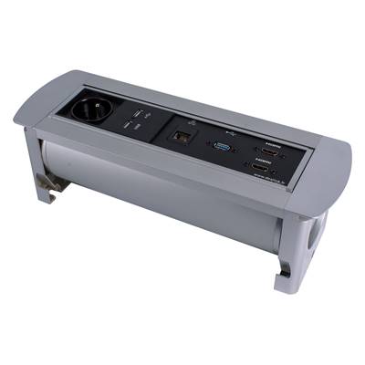 Boitier de Table Rotatif Manuel Multifonctions BTRM : 2 Secteurs, 1 chargeur, 2 HDMI, 1 RJ45 2m