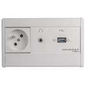 Boitier de Table Saillie Multifonctions Type BTS Blanc : Secteur, USB, jack 3,5 ST 5 m