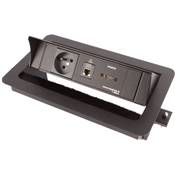 Boitier de Table Encastrable Multifonctions BTU Noir : Secteur, HDMI, RJ45 5 m