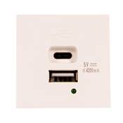 Plastron 45x45 DOUBLE CHARGEUR 2 USB A+C 4,2 Watts Blanc