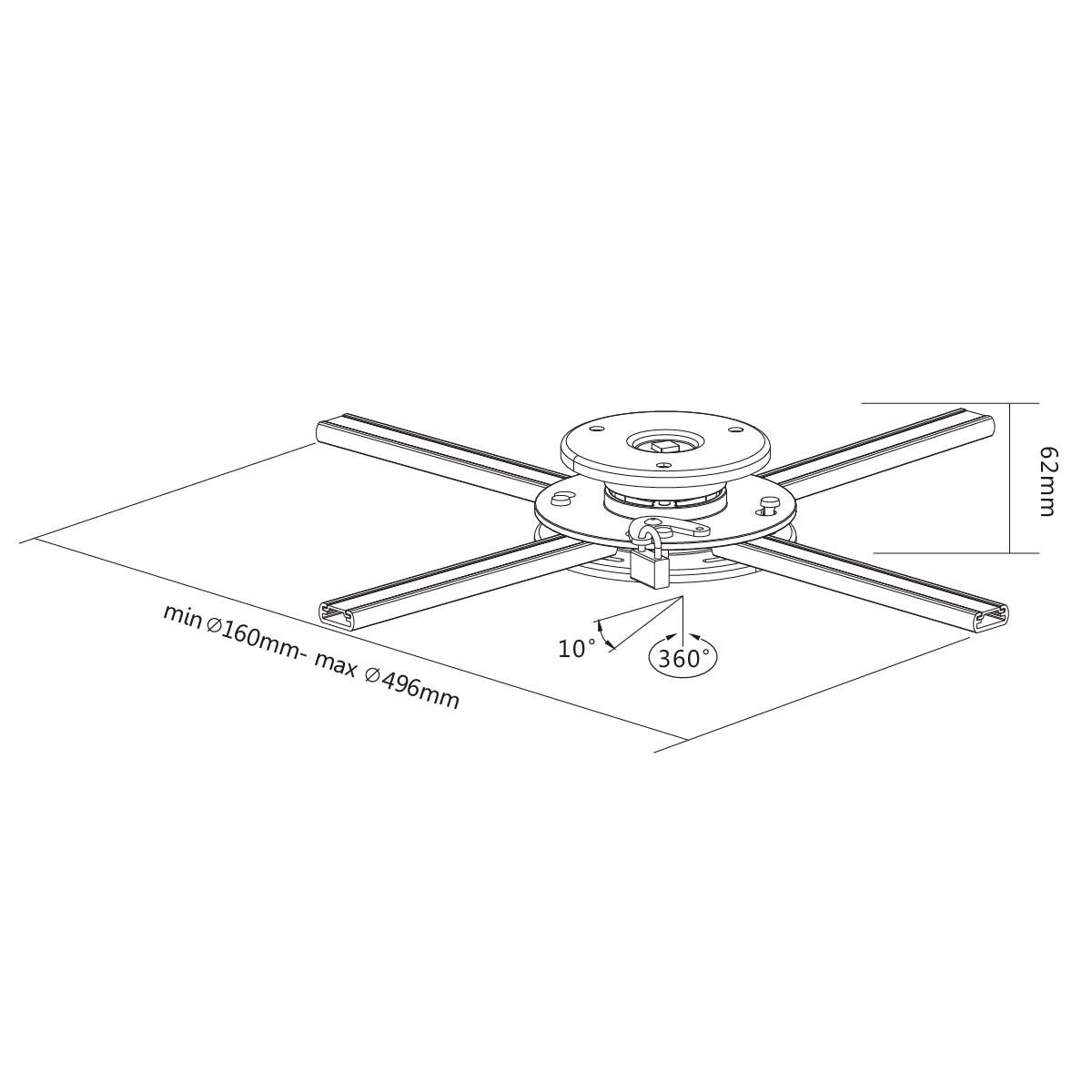 Support plafond vidéoprojecteur, Hauteur 75-115cm, Blanc