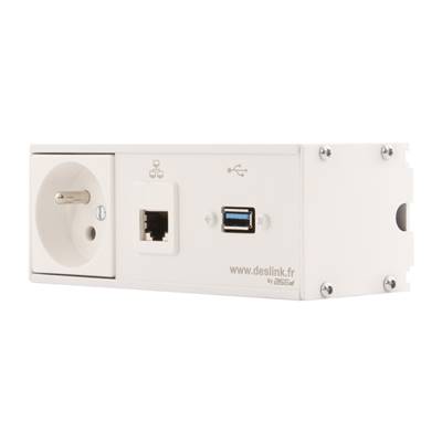 Réglette de connexion Multifonctions BCDA Blanc : Secteur, RJ45, USB 5 m