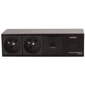 Réglette de connexion Multifonctions BCDA Noir : 2 Secteurs, Chargeur, HDMI 5 m