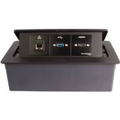 Boitier de Table Encastrable Multifonctions BT45 Noir : HDMI, RJ45, USB 2 m