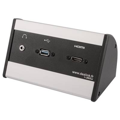 Boitier de Table Saillie Multifonctions Type BTS Alu : HDMI, USB, Jack 3,5 st 2 m