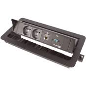 Boitier de Table Encastrable Multifonctions BTU Noir : 2 Secteurs, RJ45, USB 5 m