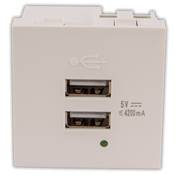 Plastron 45x45 DOUBLE CHARGEUR 2 USB A 4,2 Watts Blanc