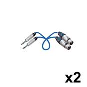 Cordon multipaires numériques 2 Jack 6.35 stéréo mâle / 2 XLR 3 femelle 10m