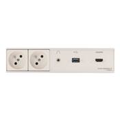 Réglette de connexion Multifonctions BCDA Blanc : 2 Secteurs, HDMI, USB, jack 3,5 st 2 m