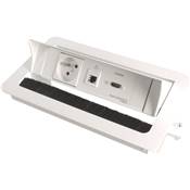 Boitier de Table Encastrable Multifonctions BTU Blanc : Secteur, HDMI, RJ45 5 m