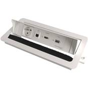 Boitier de Table Encastrable Multifonctions BTU Blanc : Secteur, HDMI, RJ45, USB 2 m