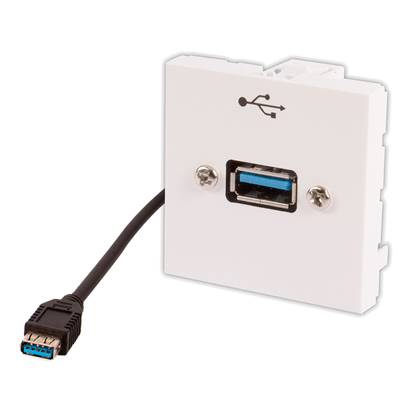 Plastron 45x45 USB A 3.0 Femelle/Femelle Blanc