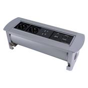 Boitier de Table Rotatif Manuel Multifonctions BTRM : 1 Secteur 1 chargeur, 2 HDMI, 1 USB, 1 RJ45 2m
