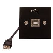 Plastron 45x45 USB B 2.0 Femelle vers USB A 2.0 Femelle Noir