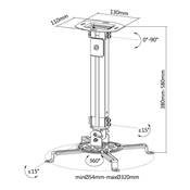 Support Vidéoprojecteur Plafond Extensible 380/580 mm Orientable Inclinable