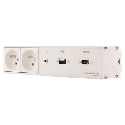 Réglette de connexion Multifonctions BCDA Blanc : 2 Secteurs, HDMI, USB, jack 3,5 st 5 m