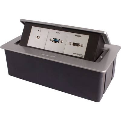 Boitier de Table Encastrable Multifonctions BT45 Silver : HDMI, USB, Jack 3,5 st 2 m