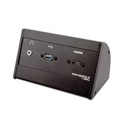 Boitier de Table Saillie Multifonctions Type BTS Noir : HDMI, USB, Jack 3,5 st 5 m