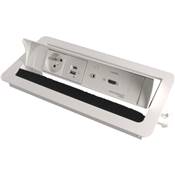 Boitier de Table Encastrable Multifonctions BTU Blanc : Secteur, Chargeur, HDMI, Jack 3,5 st 5 m