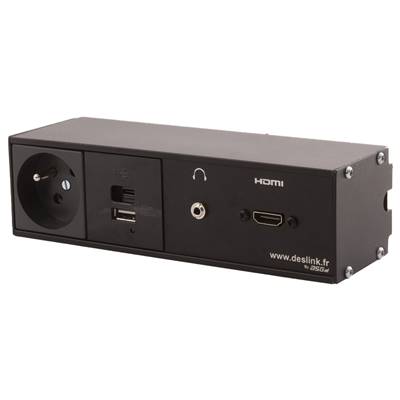 Réglette de connexion Multifonctions BCDA Noir : Secteur, Chargeur, HDMI, Jack 3,5 st 5 m