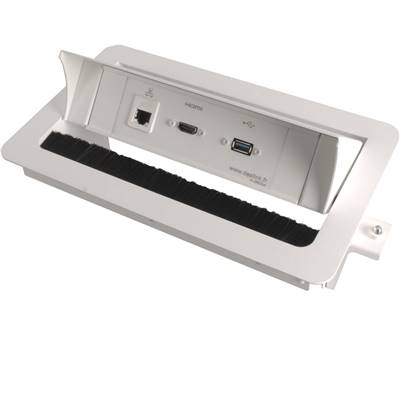 Boitier de Table Encastrable Multifonctions BTU Blanc : HDMI, RJ45, USB 2 m