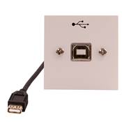 Plastron 45x45 USB B 2.0 Femelle vers USB A 2.0 Femelle Blanc