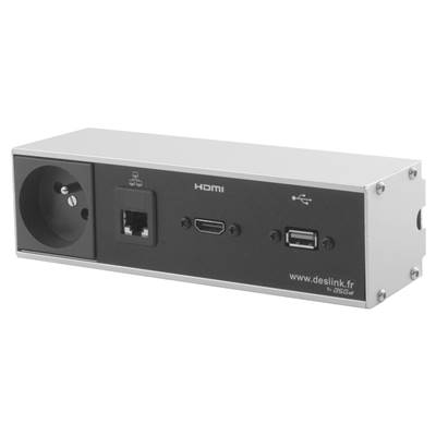 Réglette de connexion Multifonctions BCDA Alu : Secteur, HDMI, RJ45, USB 5 m