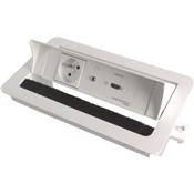 Boitier de Table Encastrable Multifonctions BTU Blanc : Secteur, HDMI, Jack 3,5 st 2 m