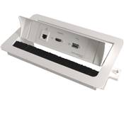 Boitier de Table Encastrable Multifonctions BTU Blanc : HDMI, RJ45, USB 2 m