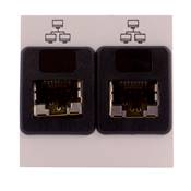 Plastron 45x45 Ethernet 2 RJ45 S/FTP Cat6A à câbler, Blanc