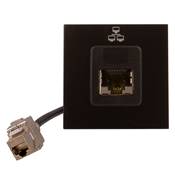 Plastron 45x45 Ethernet RJ45 S/FTP Cat6A Femelle/Femelle, Noir