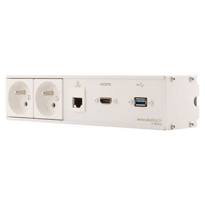 Réglette de connexion Multifonctions BCDA Blanc : 2 Secteurs, HDMI, RJ45, USB 5 m