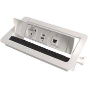 Boitier de Table Encastrable Multifonctions BTU Blanc : Secteur, Chargeur, RJ45 2 m